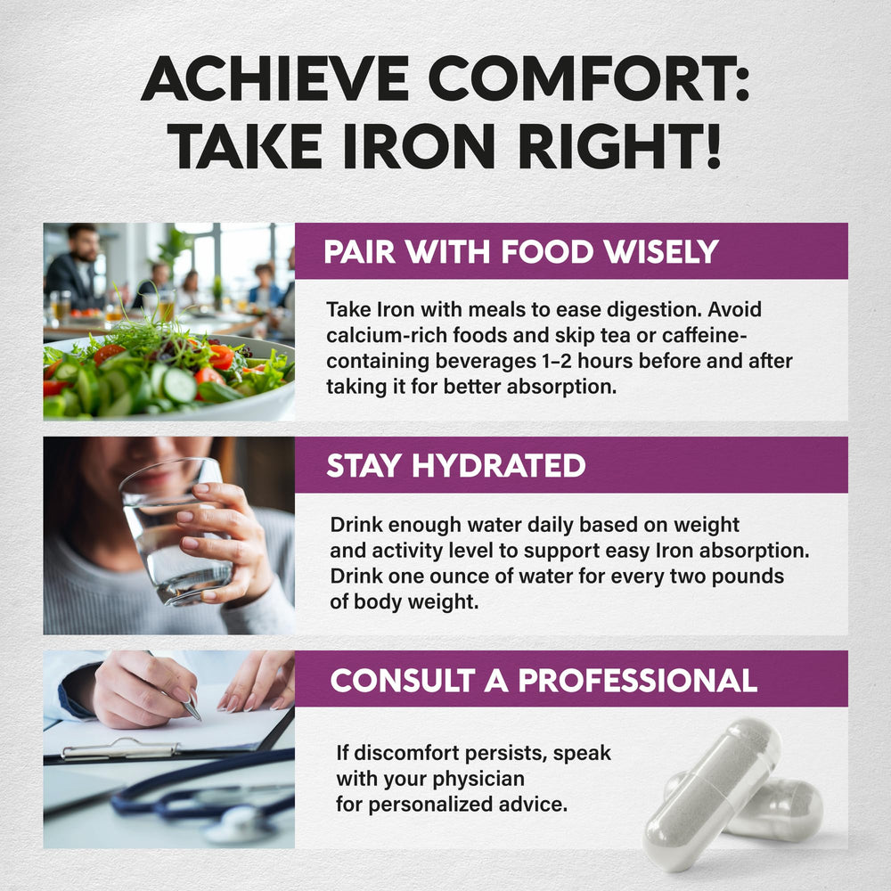 NUTRAHARMONY iron absorption visual implying efficient uptake.