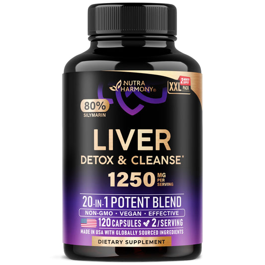 Nutraharmony Liver Cleanse bottle front showcasing clean packaging for daily detox support.