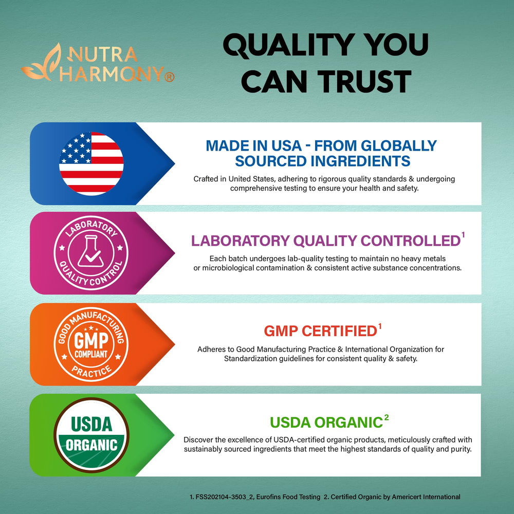 NutraHarmony Lymph Drops label detail highlighting organic certification