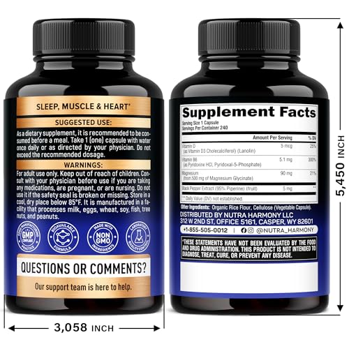 NutraHarmony magnesium glycinate 500mg capsules close-up – high absorption formula promotes gentle digestion.