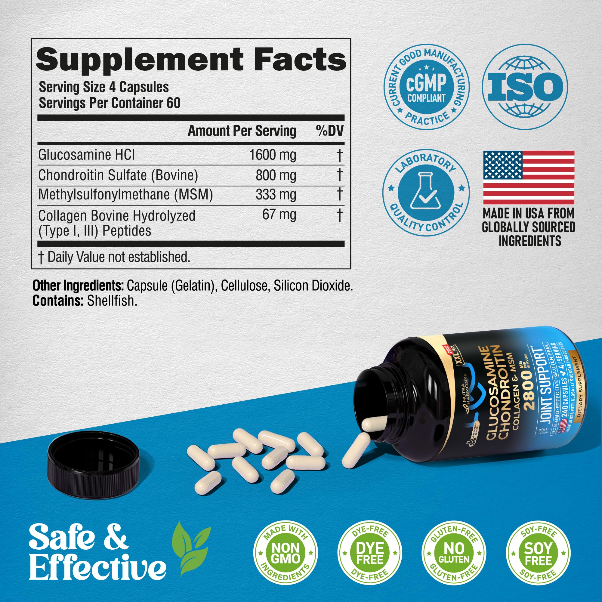 NutraHarmony sugar-free formula label signals clean, preservative-free ingredients.