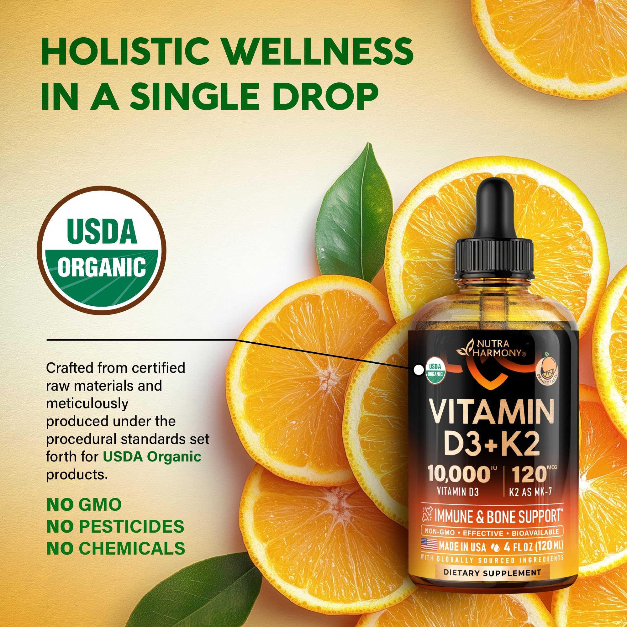 NUTRAHARMONY USDA Organic seal highlights pure, clean ingredients