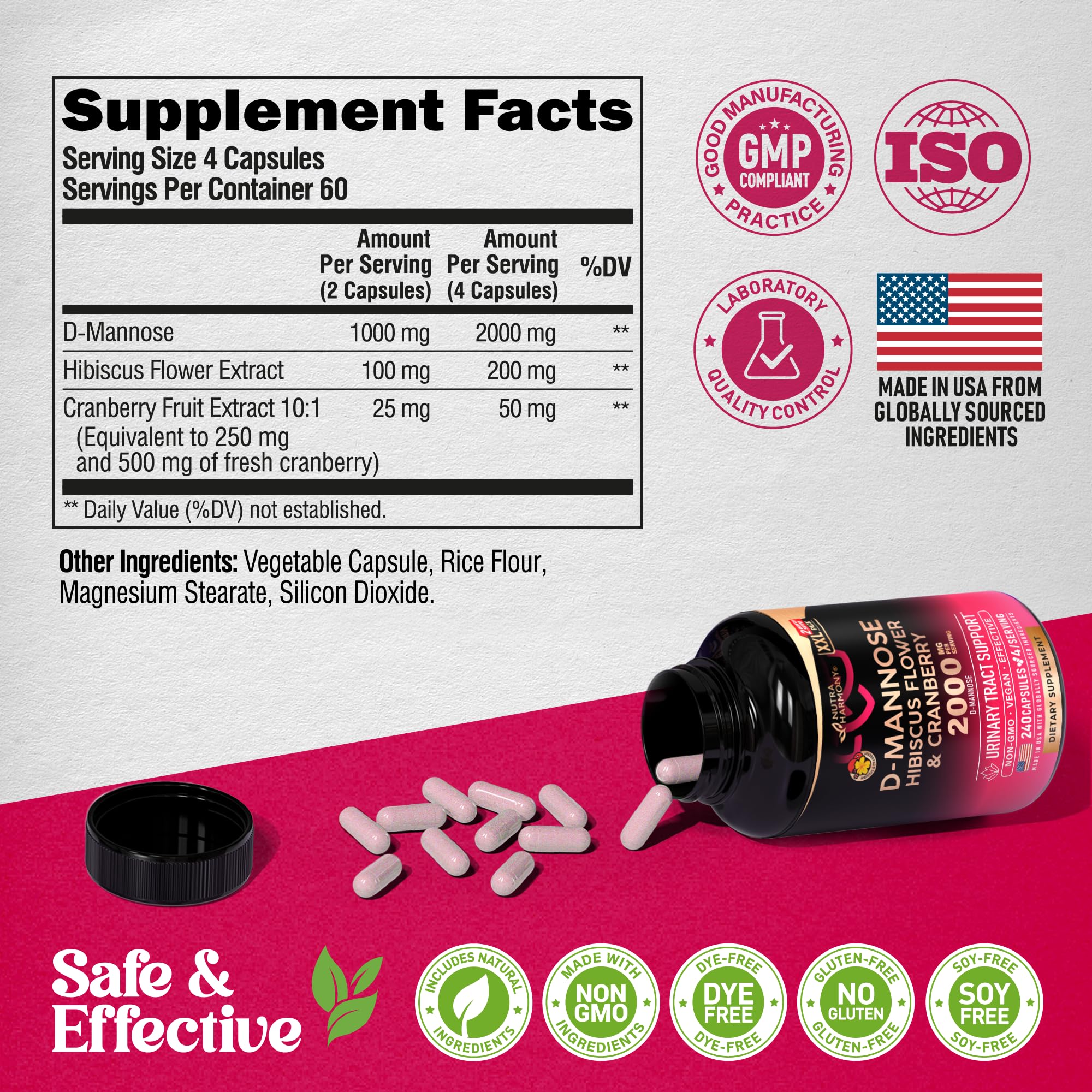 NutraHarmony vegan, non-GMO, gluten-free packaging shown.