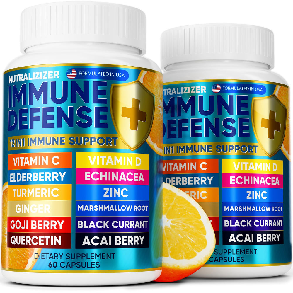 NUTRALIZIZER 12-in-1 immune bottle front view for daily immune support.