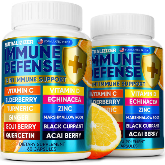 NUTRALIZIZER 12-in-1 immune bottle front view for daily immune support.