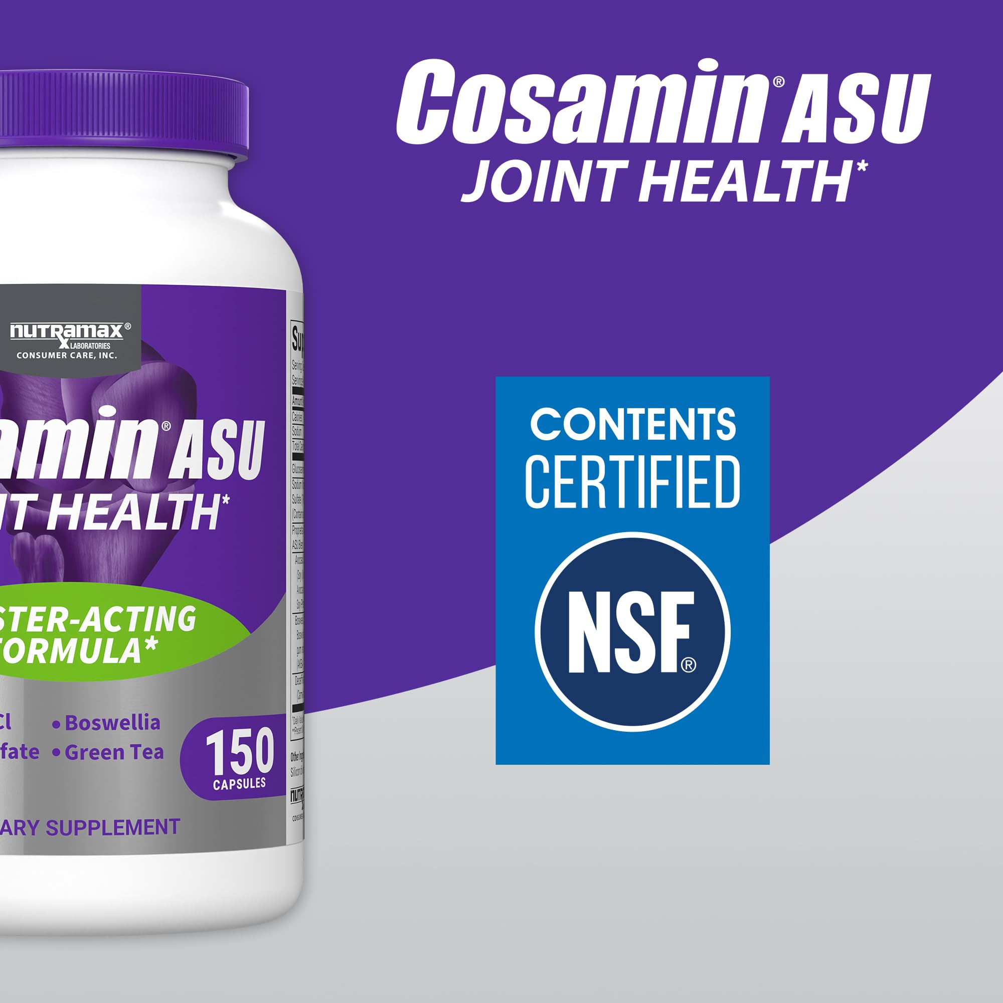 Nutramax Cosamin ASU purity seal indicating testing and quality