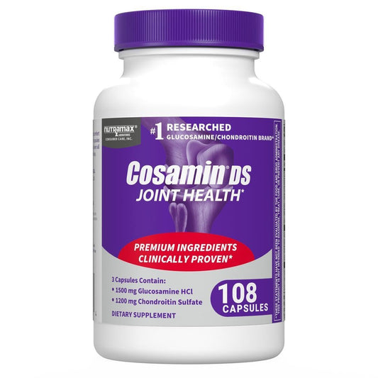 Nutramax Cosamin DS bottle front with capsules for joint support.
