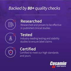 Cosamin DS bottle with glass suggesting routine hydration alongside daily dose