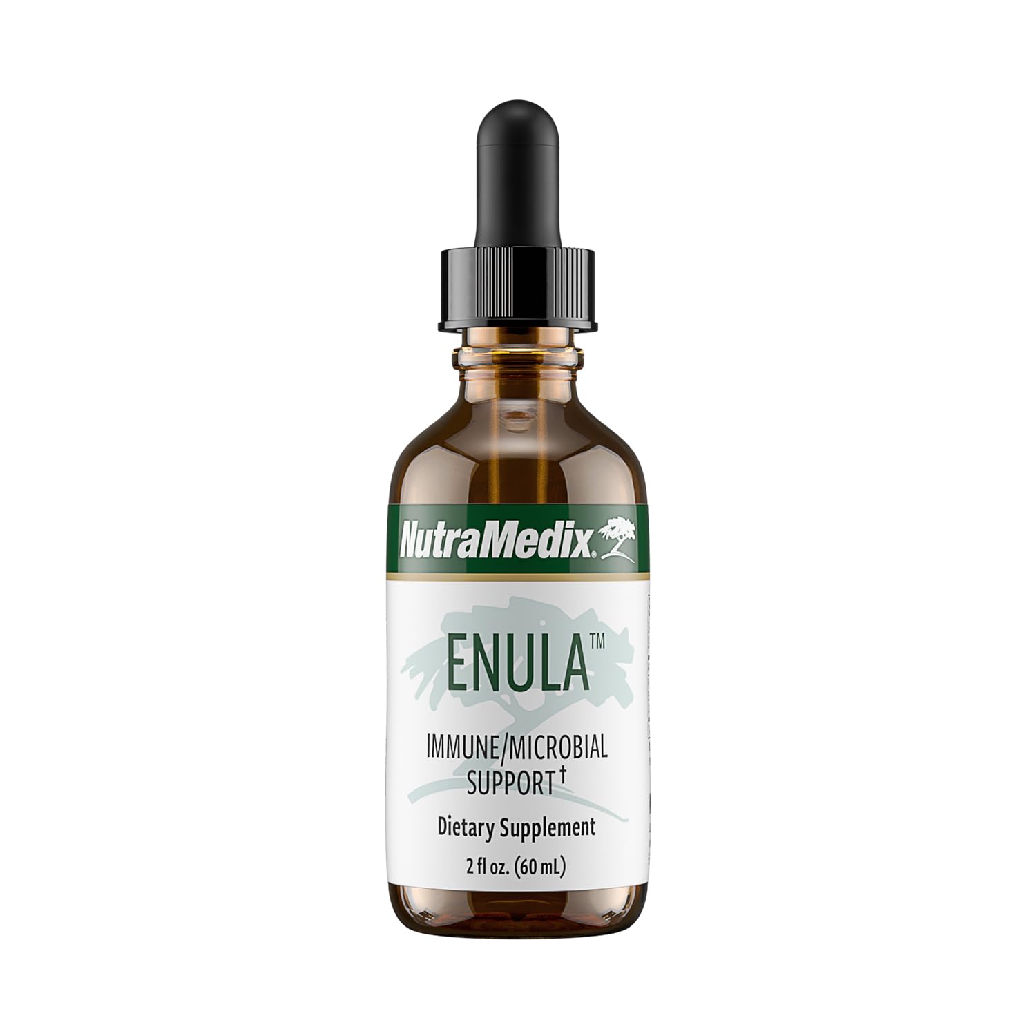 NutraMedix Enula bottle and dropper, convenient daily immune support.