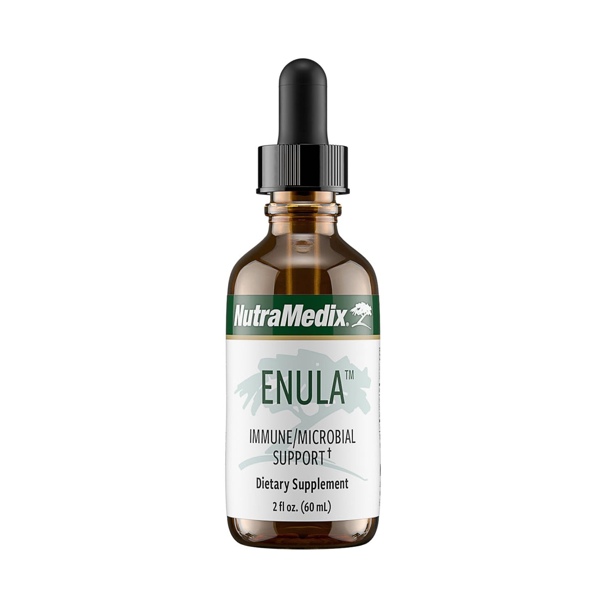 NutraMedix Enula bottle and dropper, convenient daily immune support.