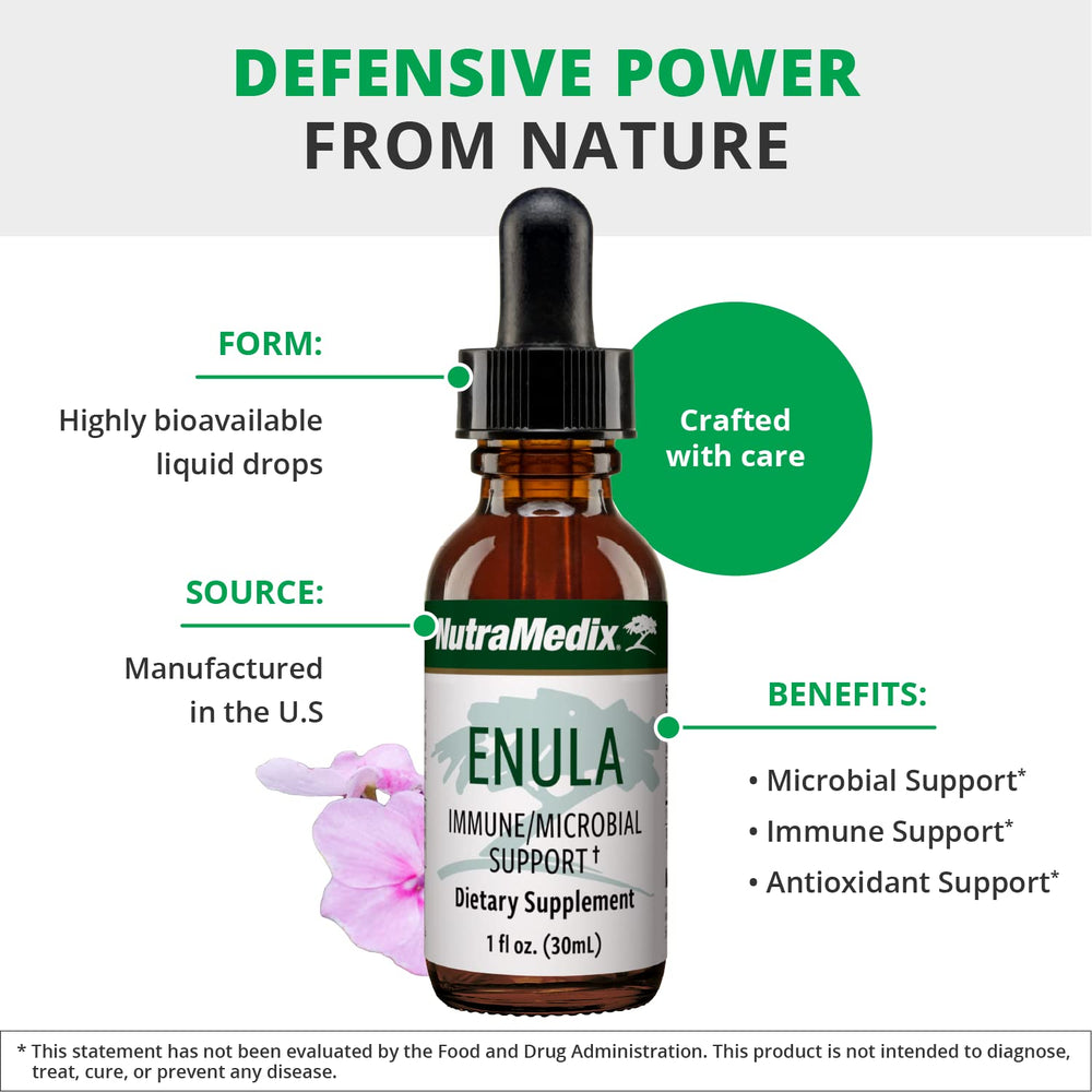 NutraMedix Enula amber tincture shows convenient dropper dosing