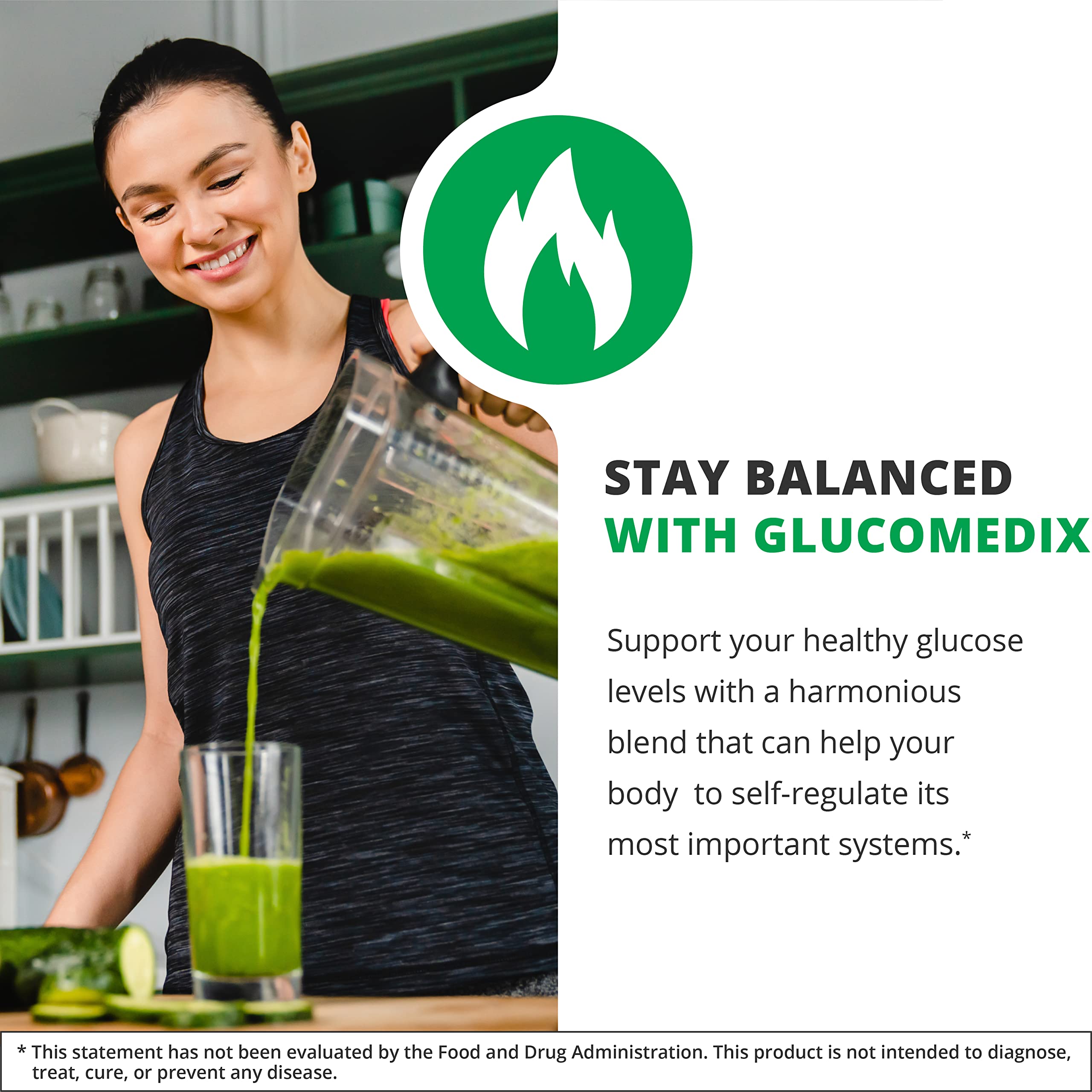 NutraMedix GlucoMedix label highlighting stevia and samento infusion for metabolic support.