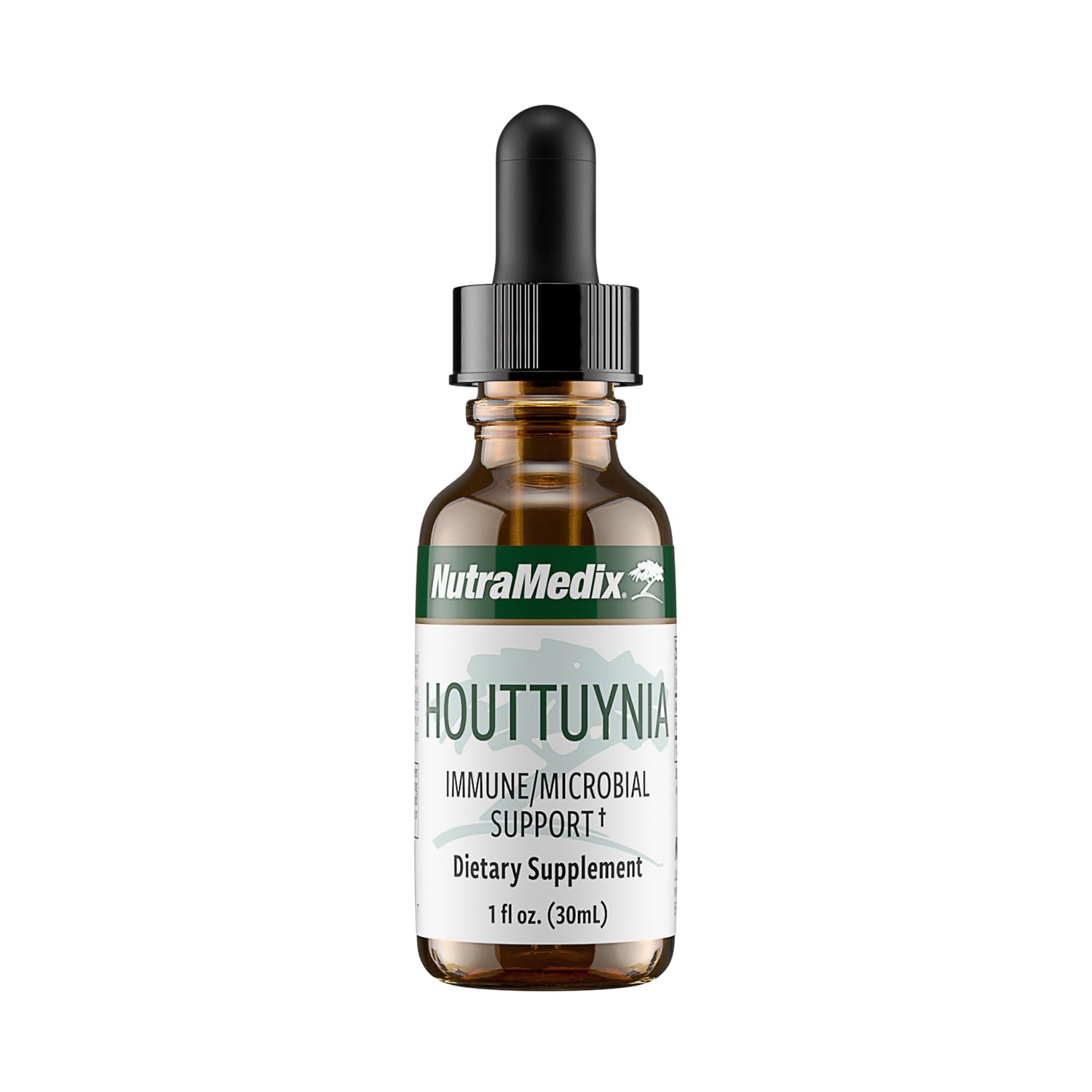NutraMedix Houttuynia bottle pour shows easy daily use for digestion support.