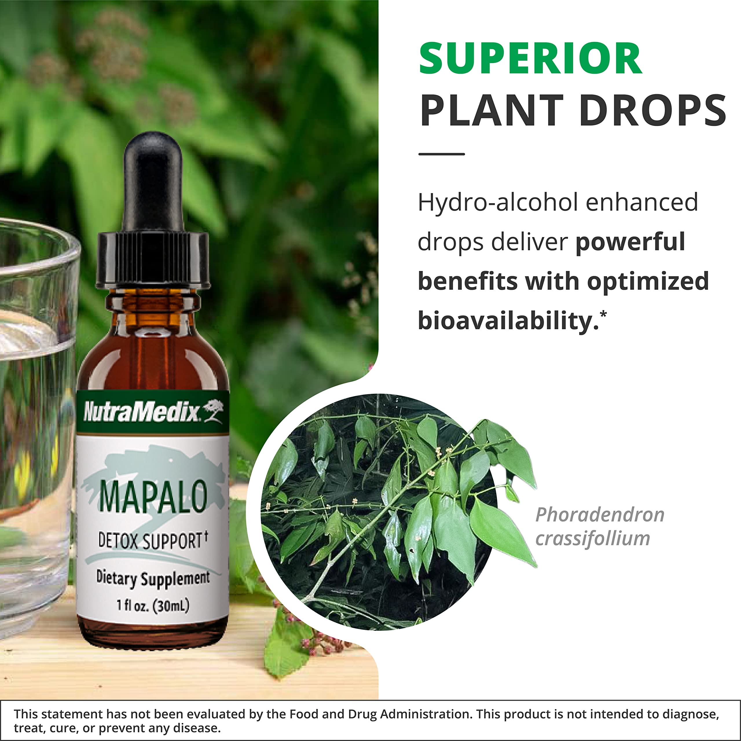 NutraMedix Mapalo bottle on wood backdrop conveys wellness routine.