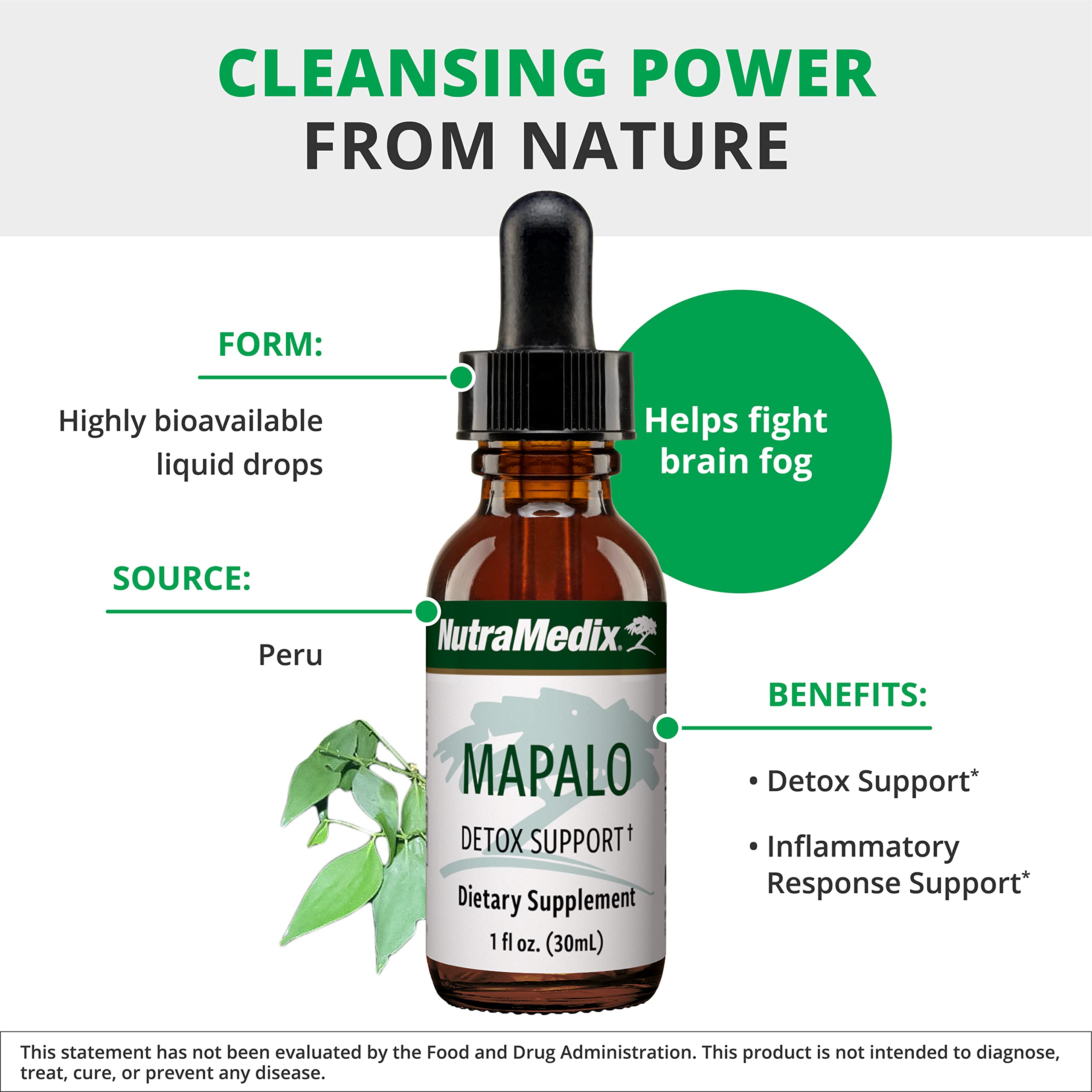 NutraMedix Mapalo label close-up emphasizes herbal origin and purity.