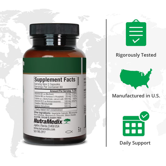 NutraMedix Methyl Complete capsules close-up highlighting B vitamins