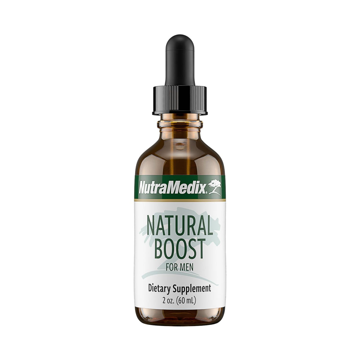 NutraMedix Natural Boost for Men bottle illustrates an energy-support formula.