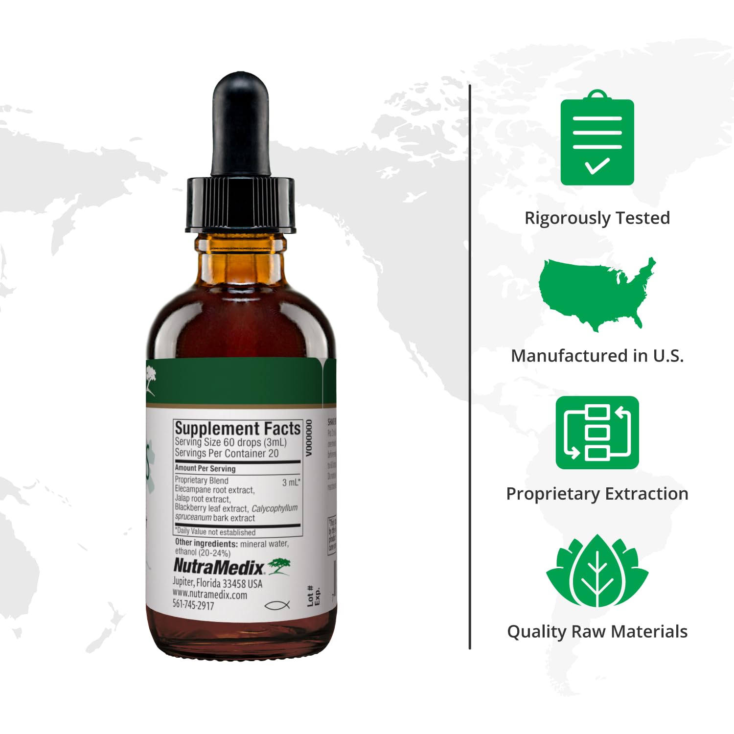 NutraMedix Nutra BBS label close-up, showcasing herbal ingredients for immunity support.