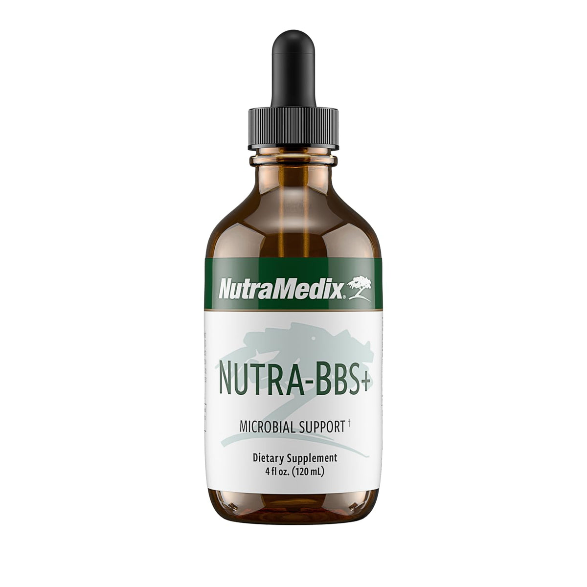NutraMedix Nutra-BBS+ bottle label highlights microbial and antioxidant support.