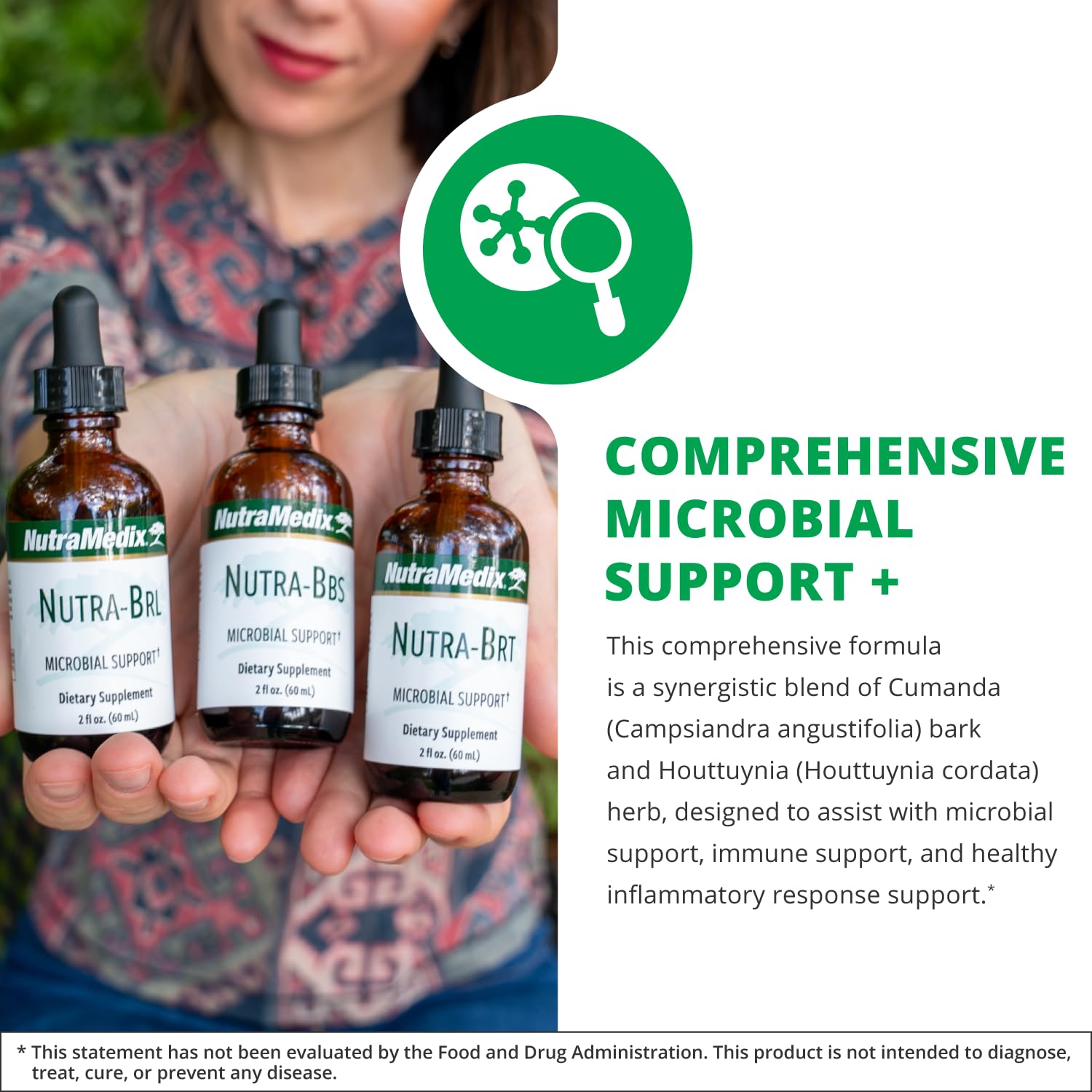 Nutra BRT Cumanda bark extract highlight suggests microbial support potential.