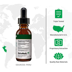 NutraMedix Quina drops ready for dosage, easy to mix with water.