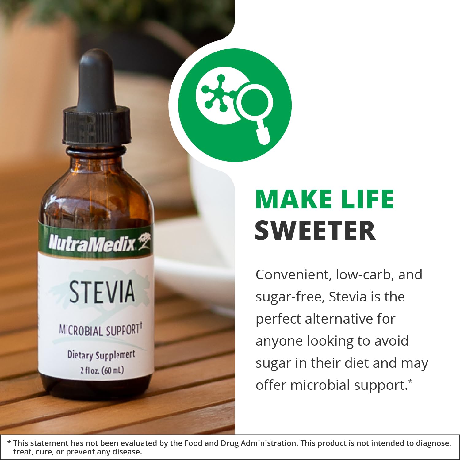 NutraMedix Drops in water dissolve quickly for a sugar-free refreshment.