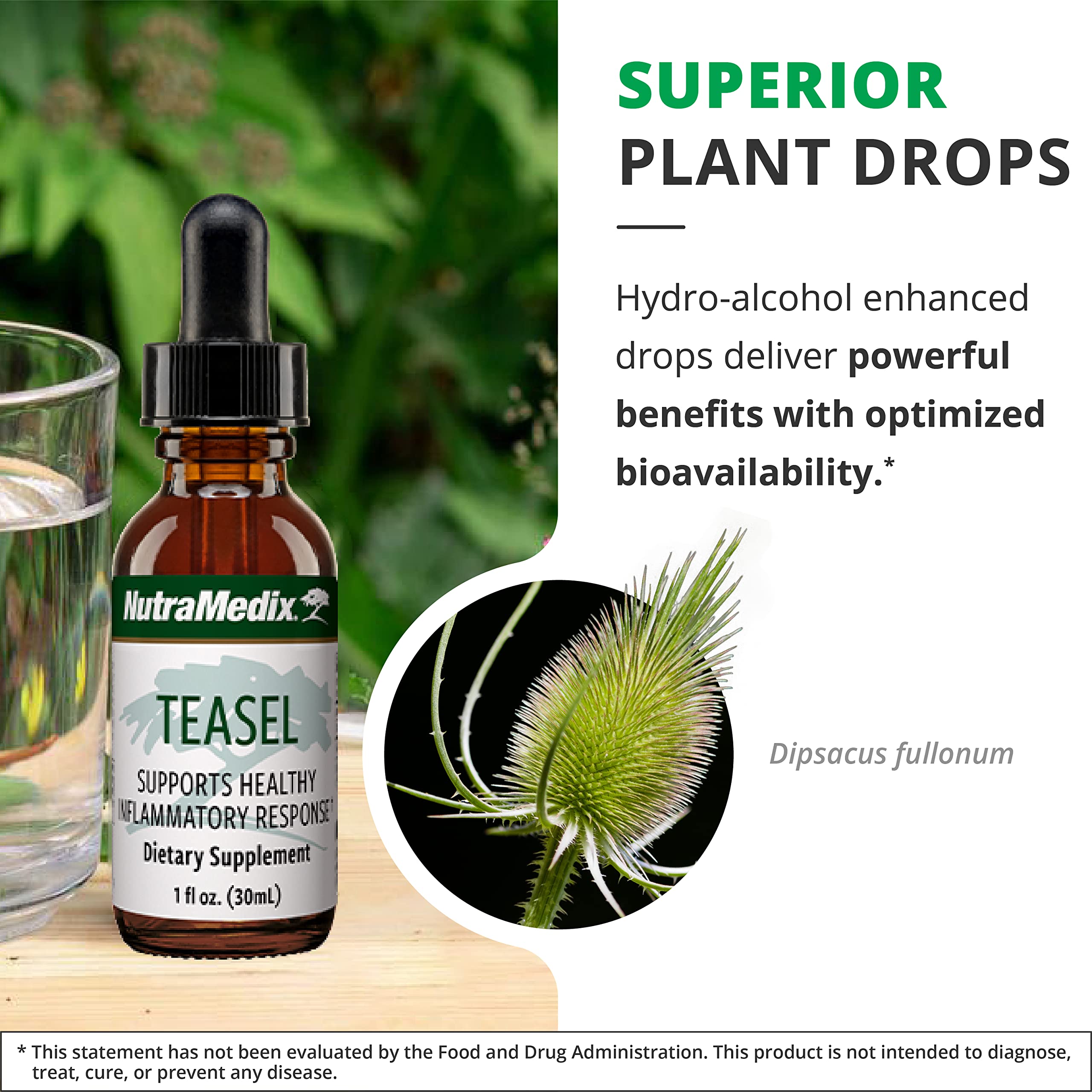 NutraMedix Teasal bottle label emphasizes vegan, plant-based antioxidants.