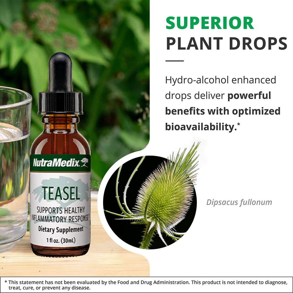 NutraMedix Teasal bottle label emphasizes vegan, plant-based antioxidants.