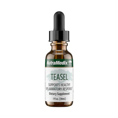 NutraMedix Teasal Extract bottle pour illustrates easy dosing for daily antioxidant support.
