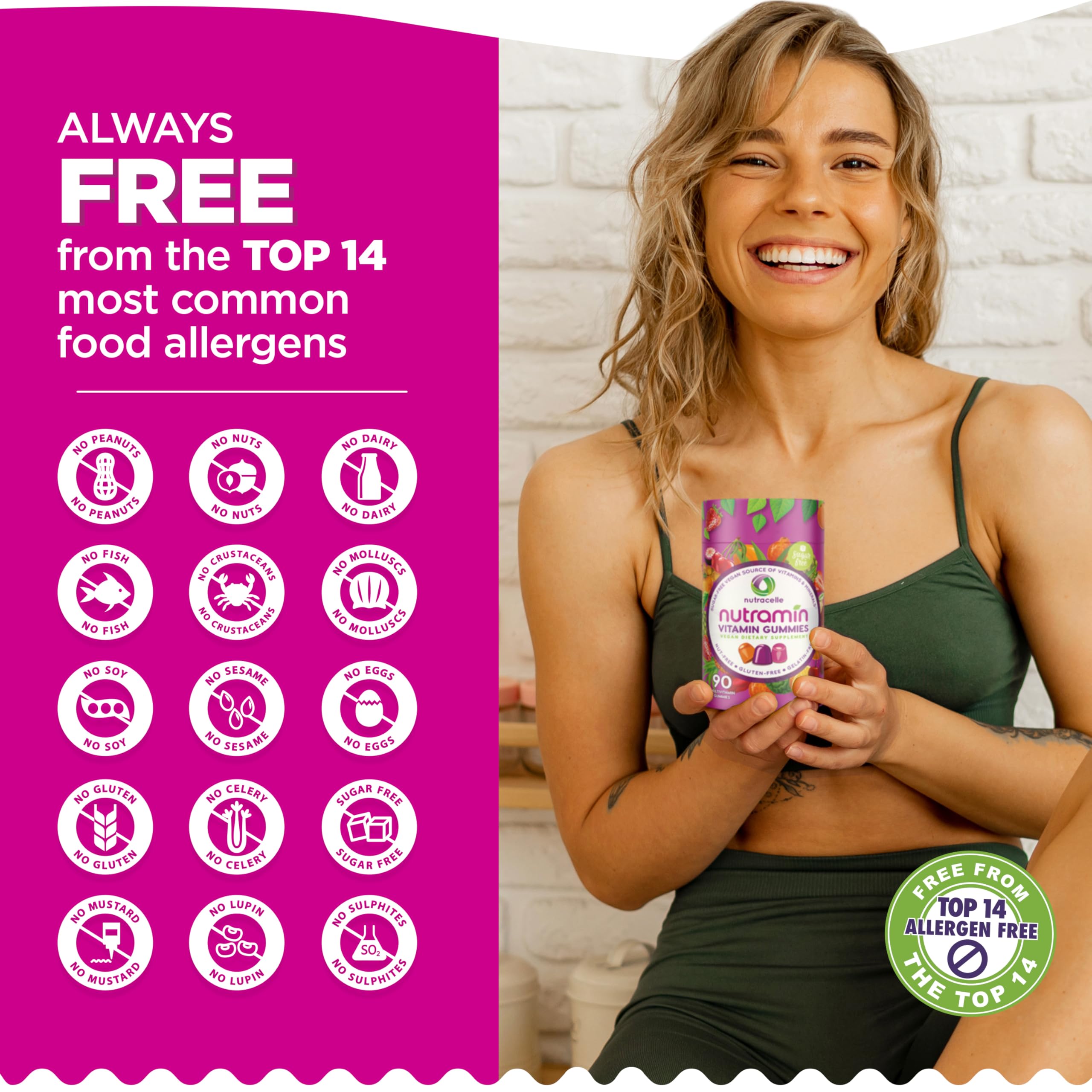 Nutramin non-GMO seal on packaging communicates clean ingredient standards
