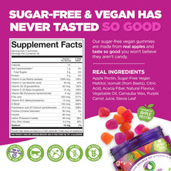 Nutramin vegan gummies strawberry jar showing fruity flavor and convenient bite-sized vitamins