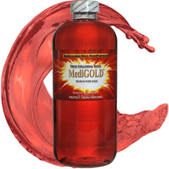 Nutraneering MediGOLD bottle-clear shows bioavailable gold nanoparticles with potential brain health support.