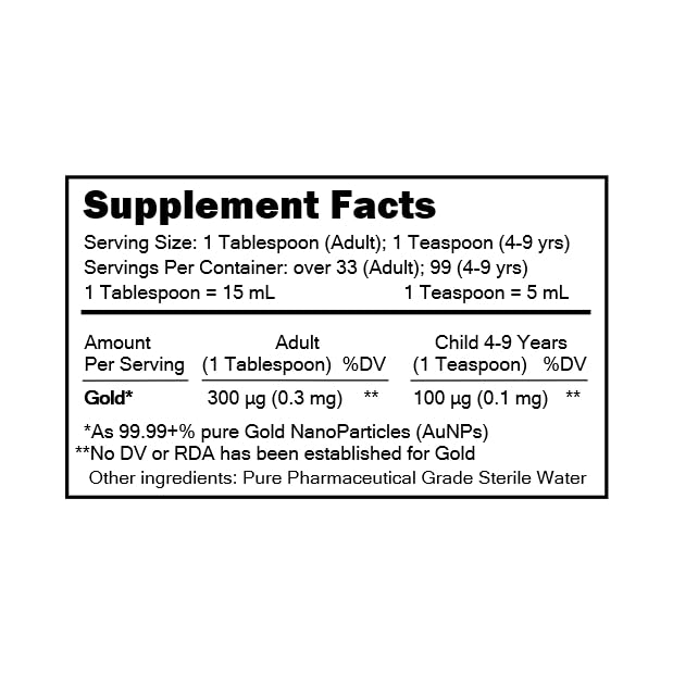 Nutraneering MediGOLD label-closeup reveals 500 mL packaging and purity.