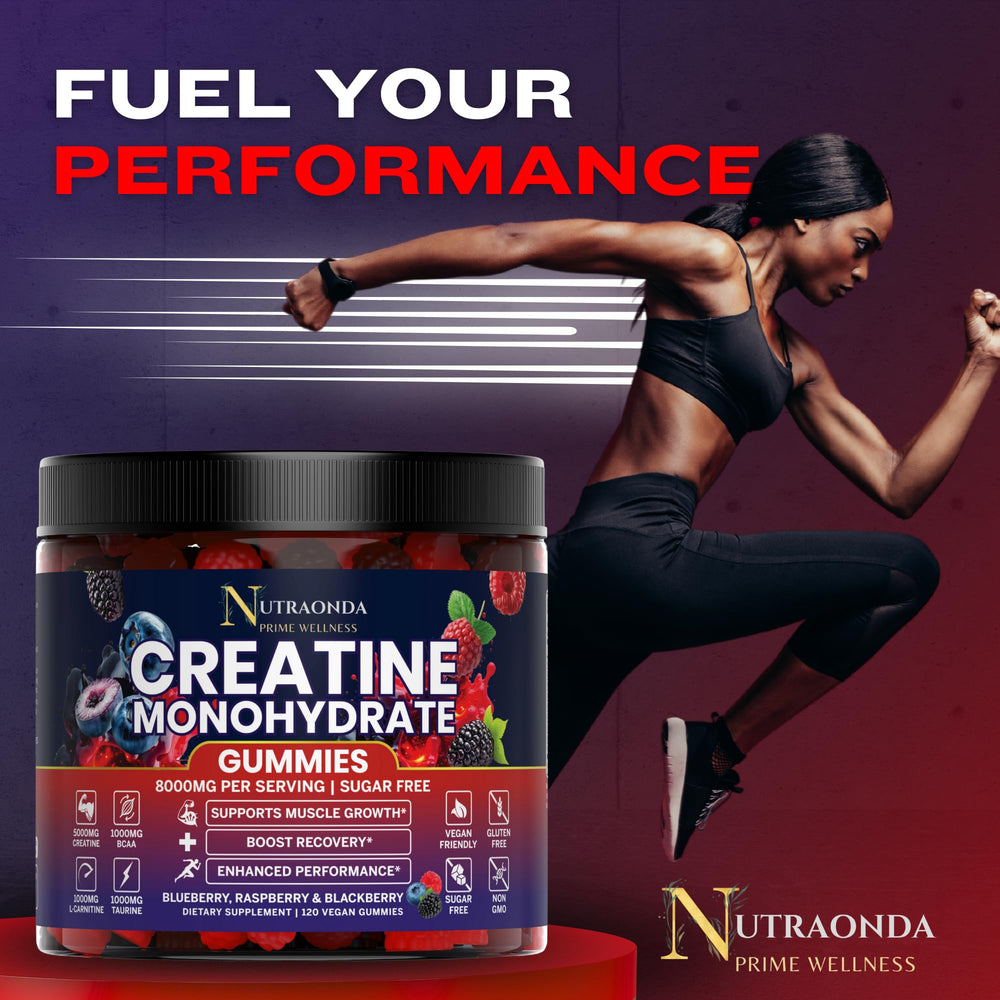 Nutraonda gummies poured into hand for quick pre-workout consumption