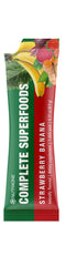 NutraOne Complete Superfoods Strawberry Banana flavor scoop ready to mix.