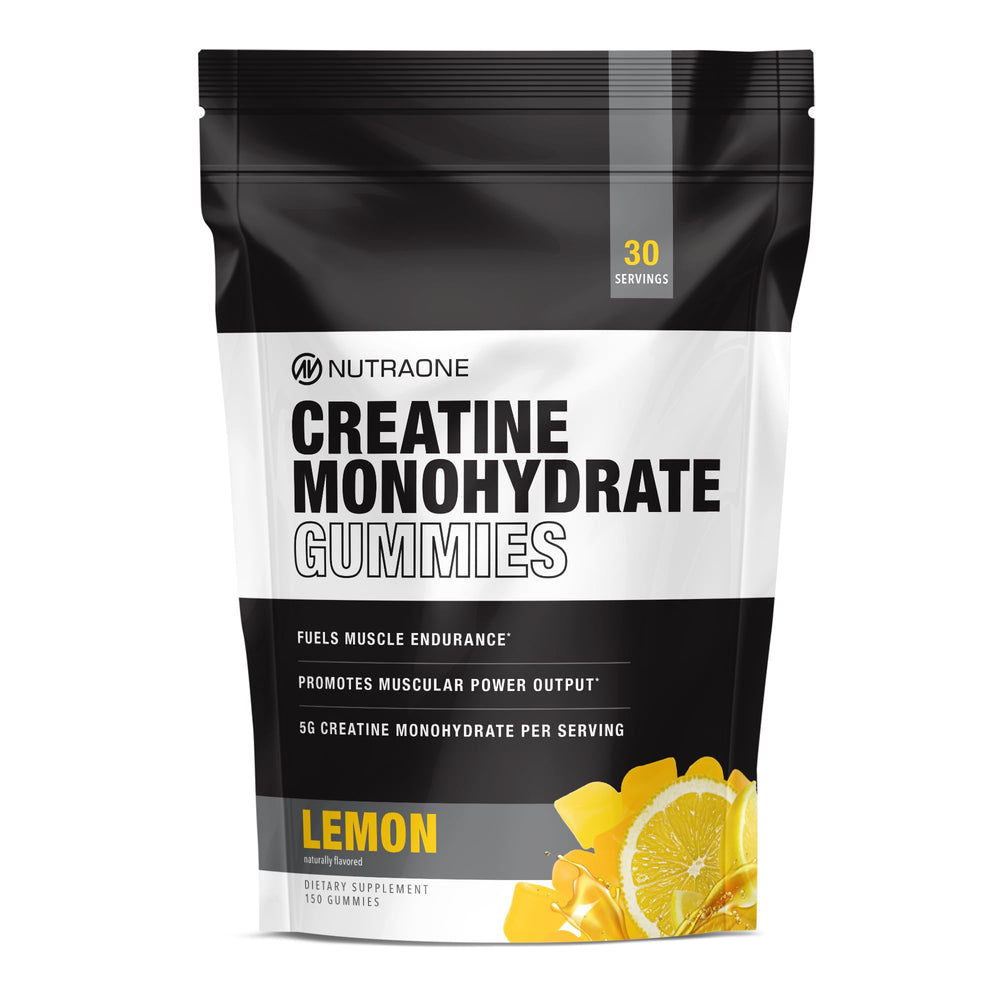 NutraOne Creatine Monohydrate Gummies on-the-go bottle for convenient recovery planning.