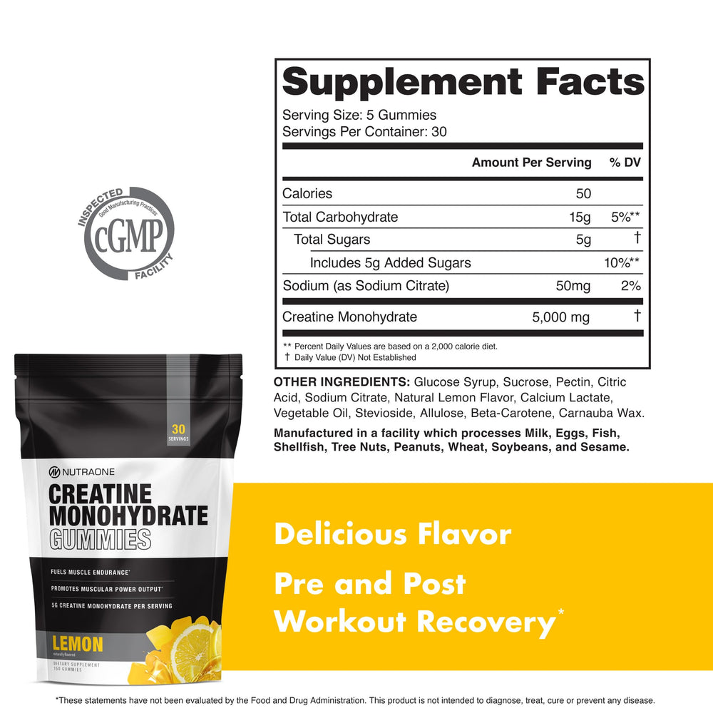 NutraOne Creatine Monohydrate Gummies post-workout recovery aid.