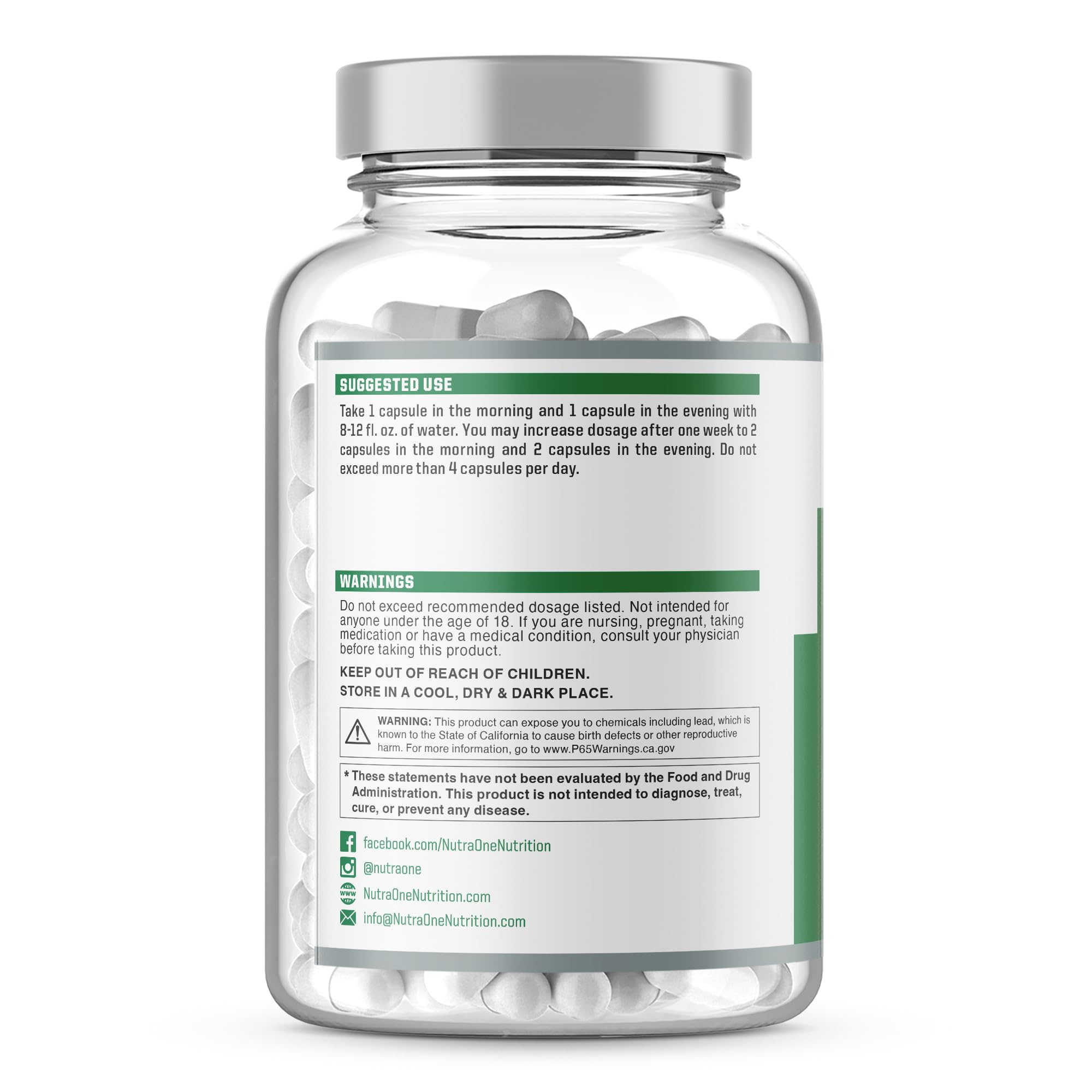 Closeup of NutraOne DetoxOne capsules highlighting herbal blend.