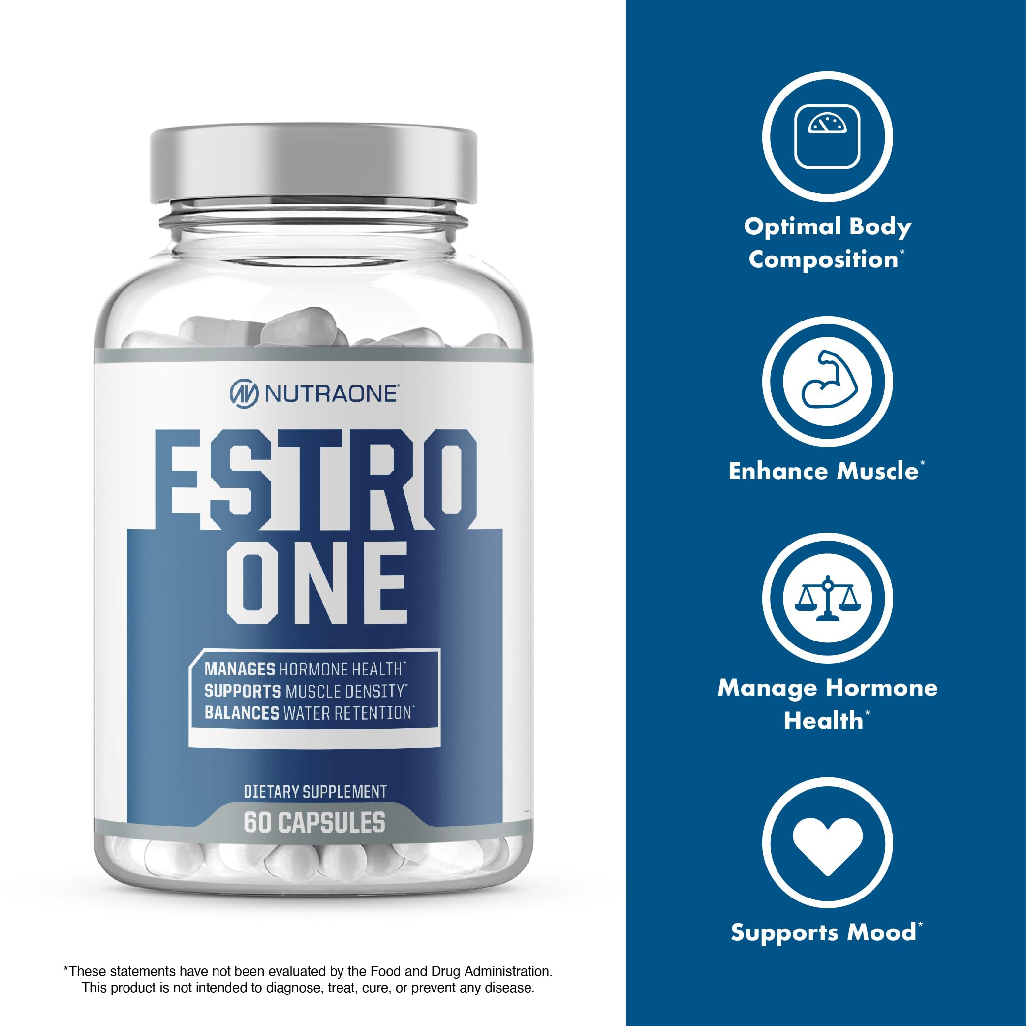 NutraOne EstroOne bottle with dosage guidance for users.