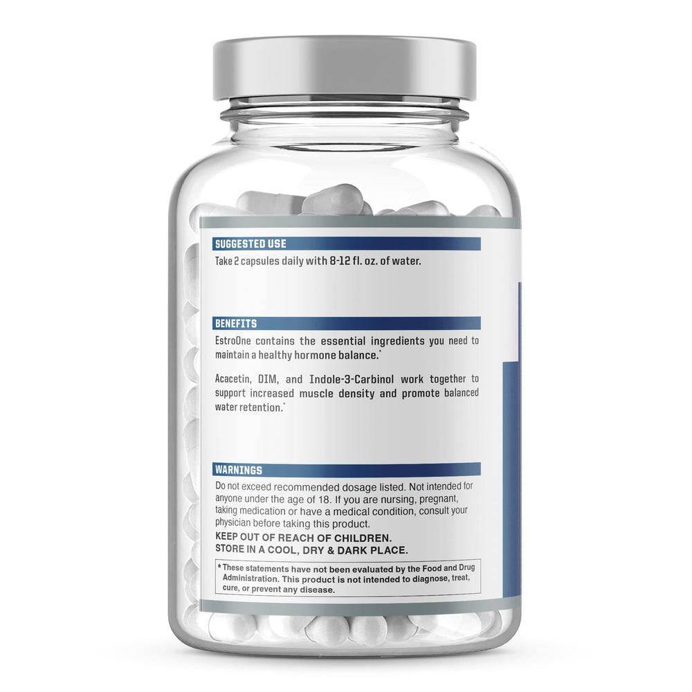 NutraOne EstroOne packaging on display demonstrates quality manufacturing.