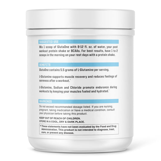 NutraOne GlutaOne measuring scoop demonstrates easy dosing for consistent recovery support