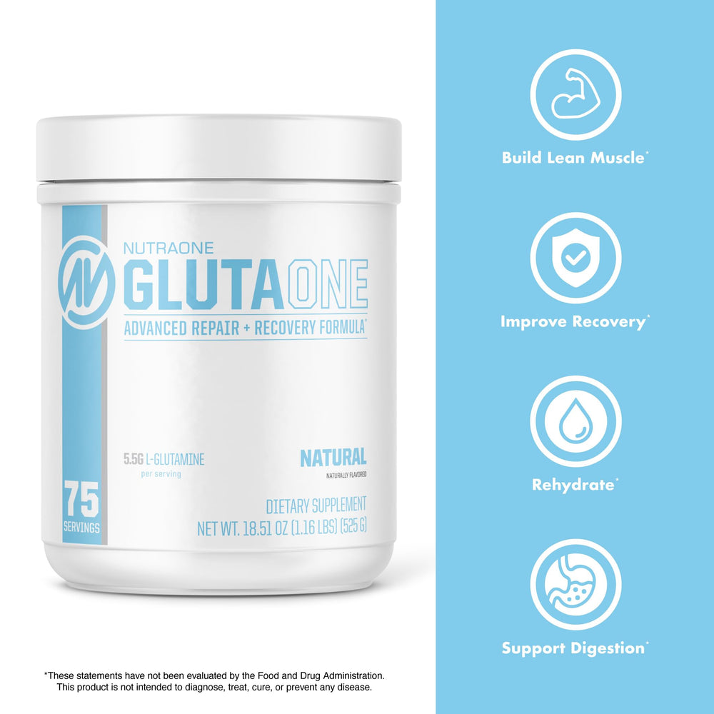 NutraOne GlutaOne post-workout shake shows effortless mixing and muscle-supporting recovery