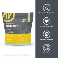 NutraOne HydrateOne label close-up highlights vitamins and minerals.