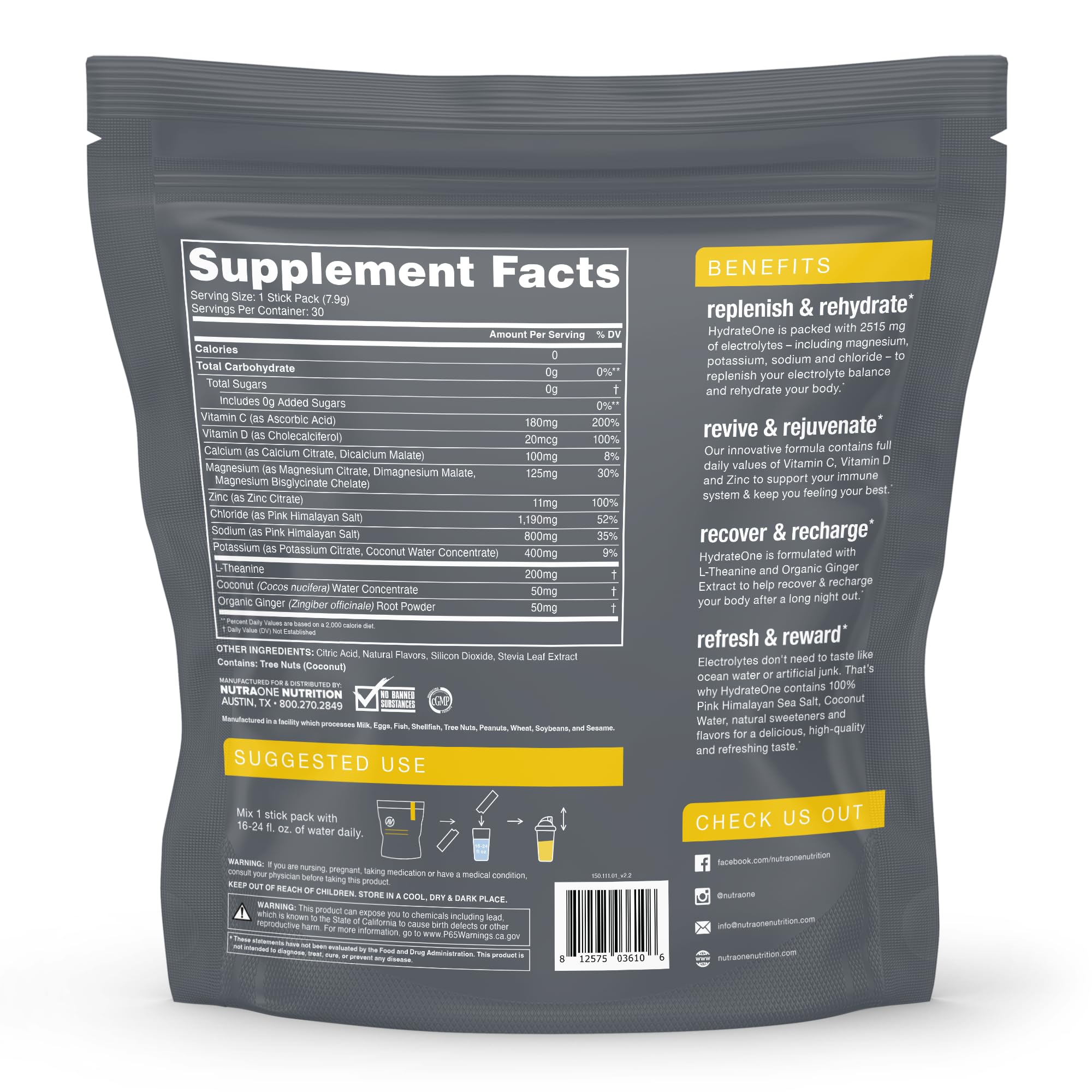 NutraOne HydrateOne pour showing quick electrolyte replenishment.