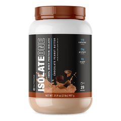 NutraOne IsolateOne bottle displaying pure whey protein isolate for clean fueling.