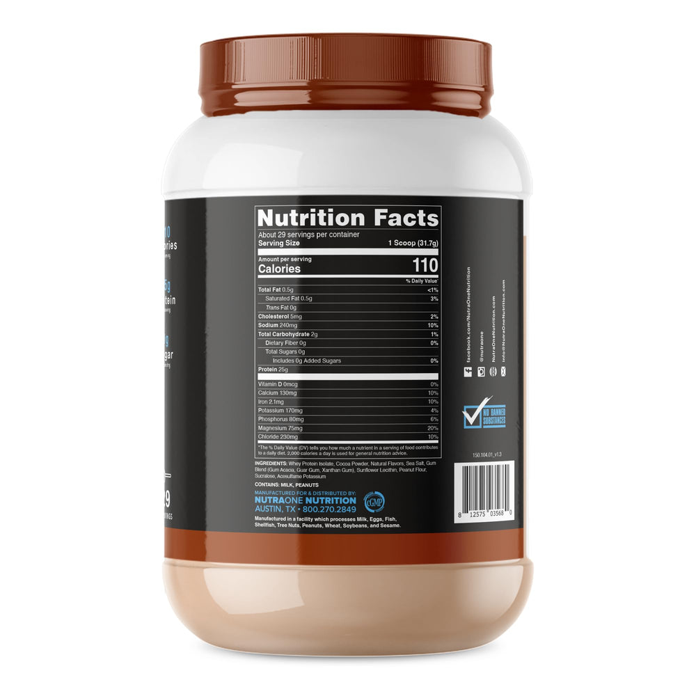 NutraOne IsolateOne pour showing fast-digesting protein ready for workouts.
