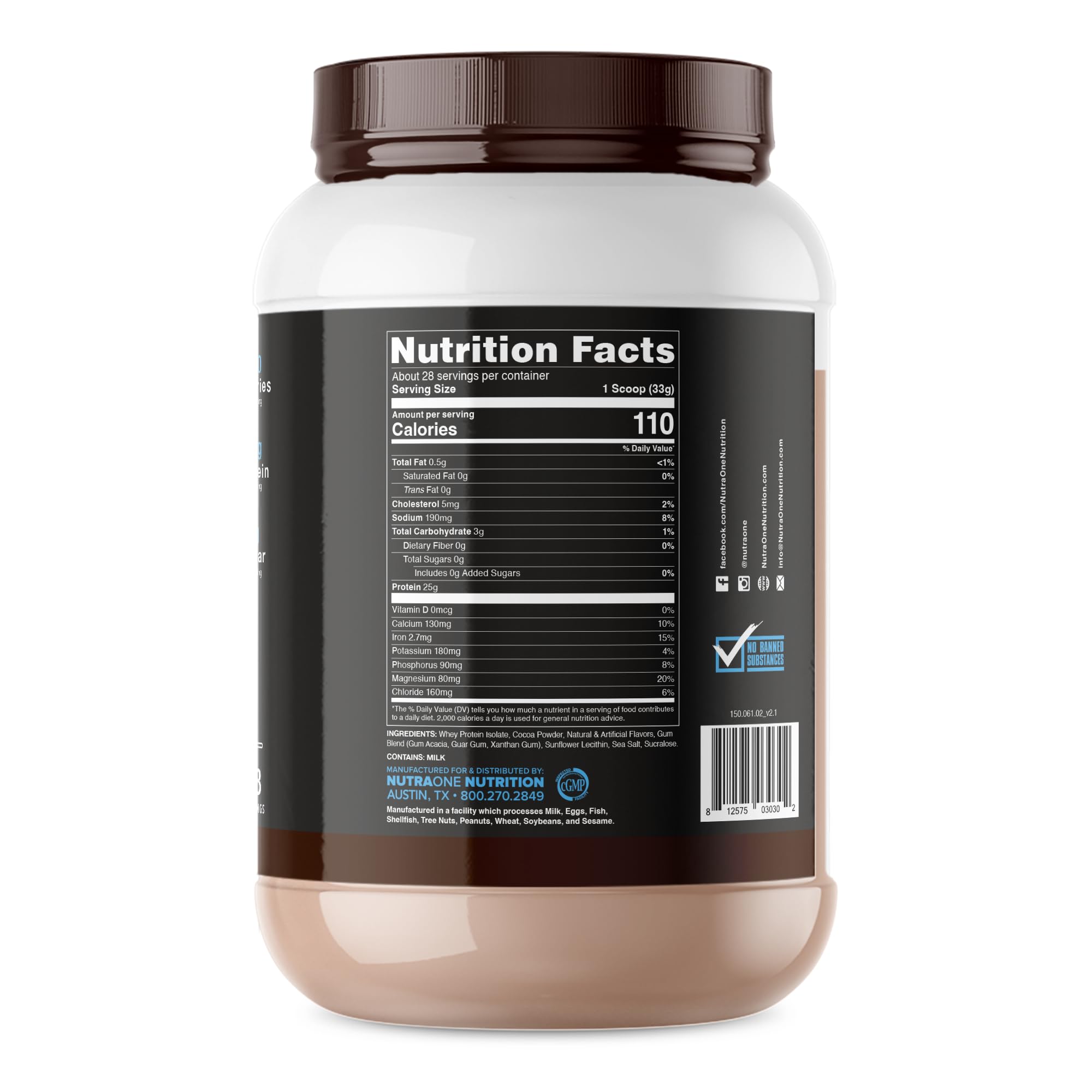 NutraOne IsolateOne Gourmet Chocolate shake ready in a glass