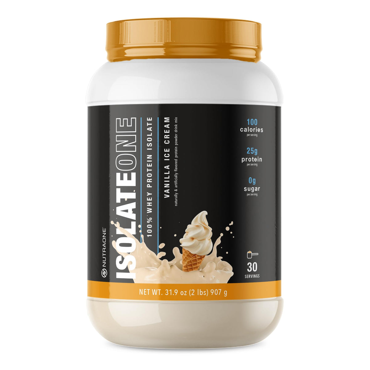 NutraOne IsolateOne vanilla shake bottle ready for post-workout nutrition