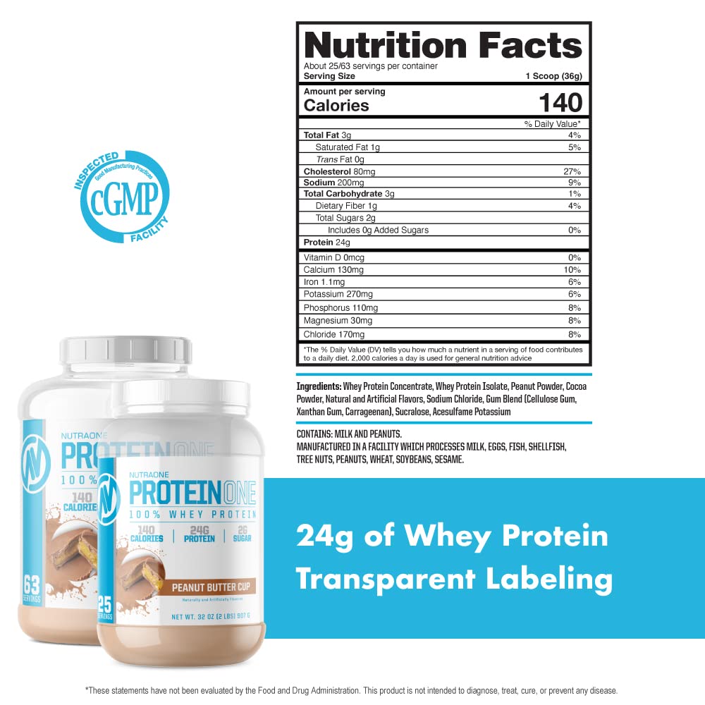 NutraOne ProteinOne micro-filtered whey portrait, highlighting high-protein servings.