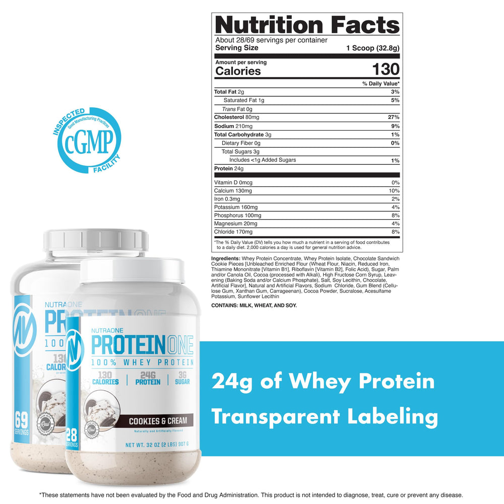 Creamy Cookies & Cream shake from ProteinOne in a glass